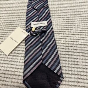 Giorgio Armani Men's Silk Tie - Navy and Lavender Stripes